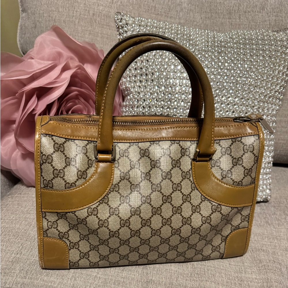Gucci Tan and Brown Satchel